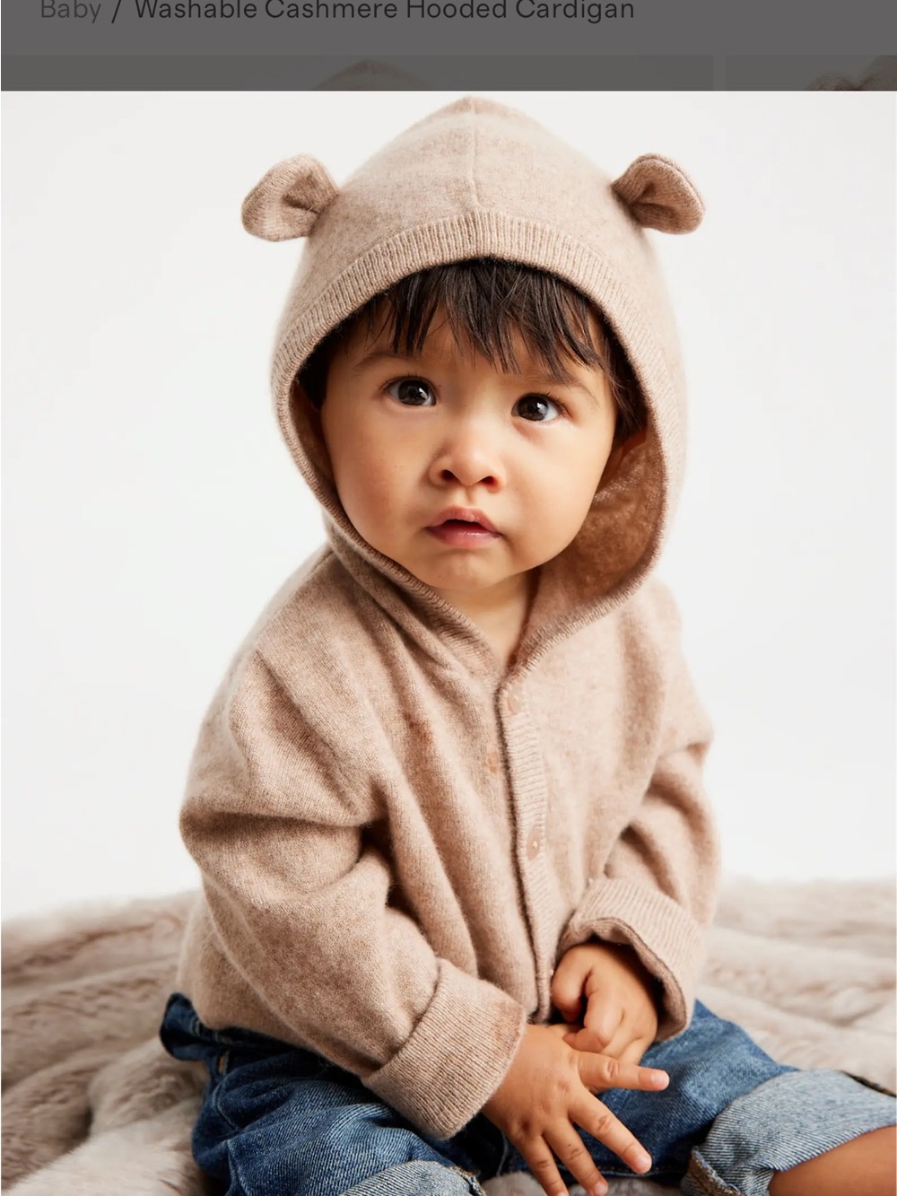 Quince washable cashmere cardigan size 6-9 month NWT Oatmeal color